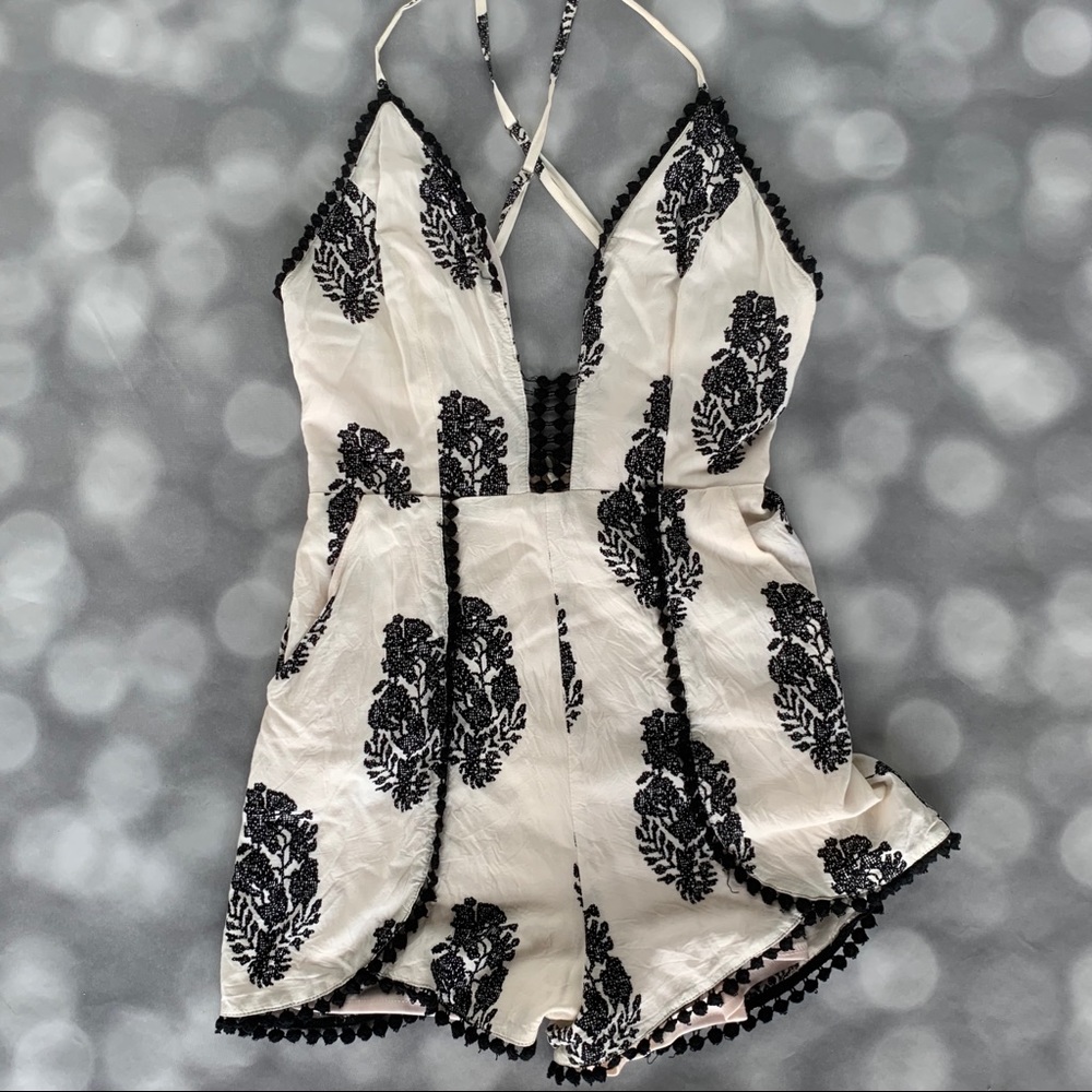 Boutique Cream and Black Romper